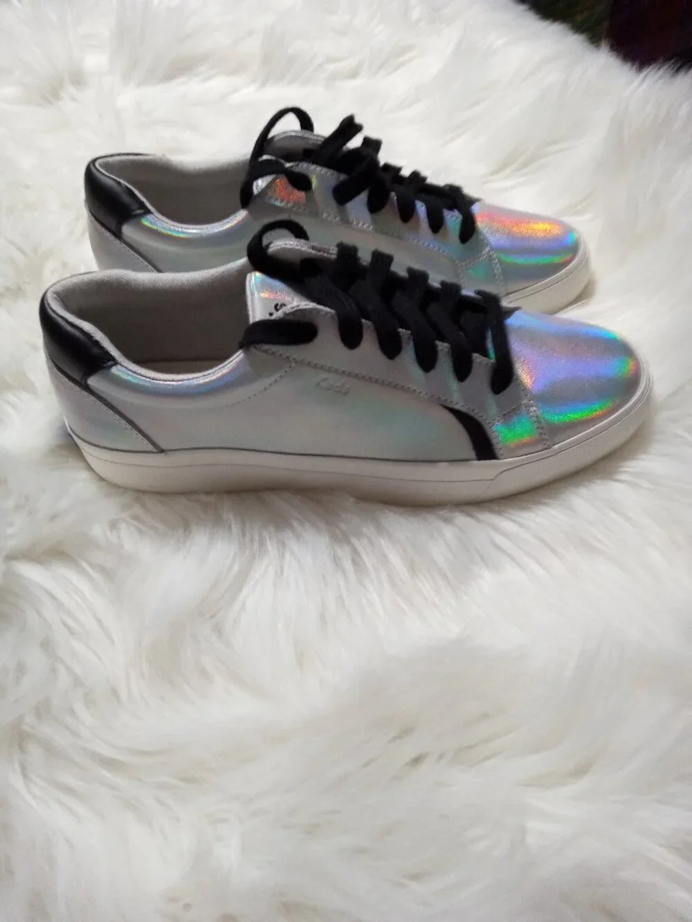 Keds Women's Iridescent Silver Lace Sneakers - Size 9 - Picture 1 of 5
